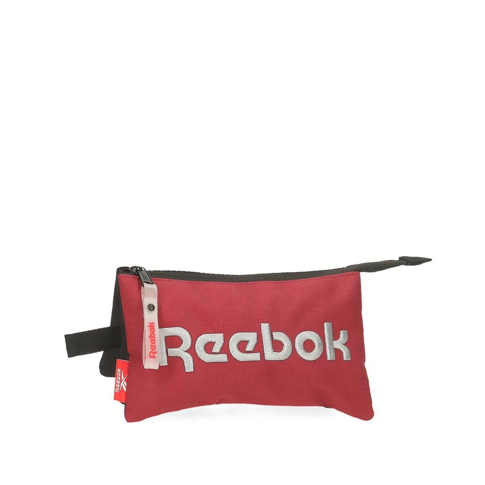 Reebok Portland Black Pencil Case, 3 Compartments, 22 x 12 x 5 cm, Polyester