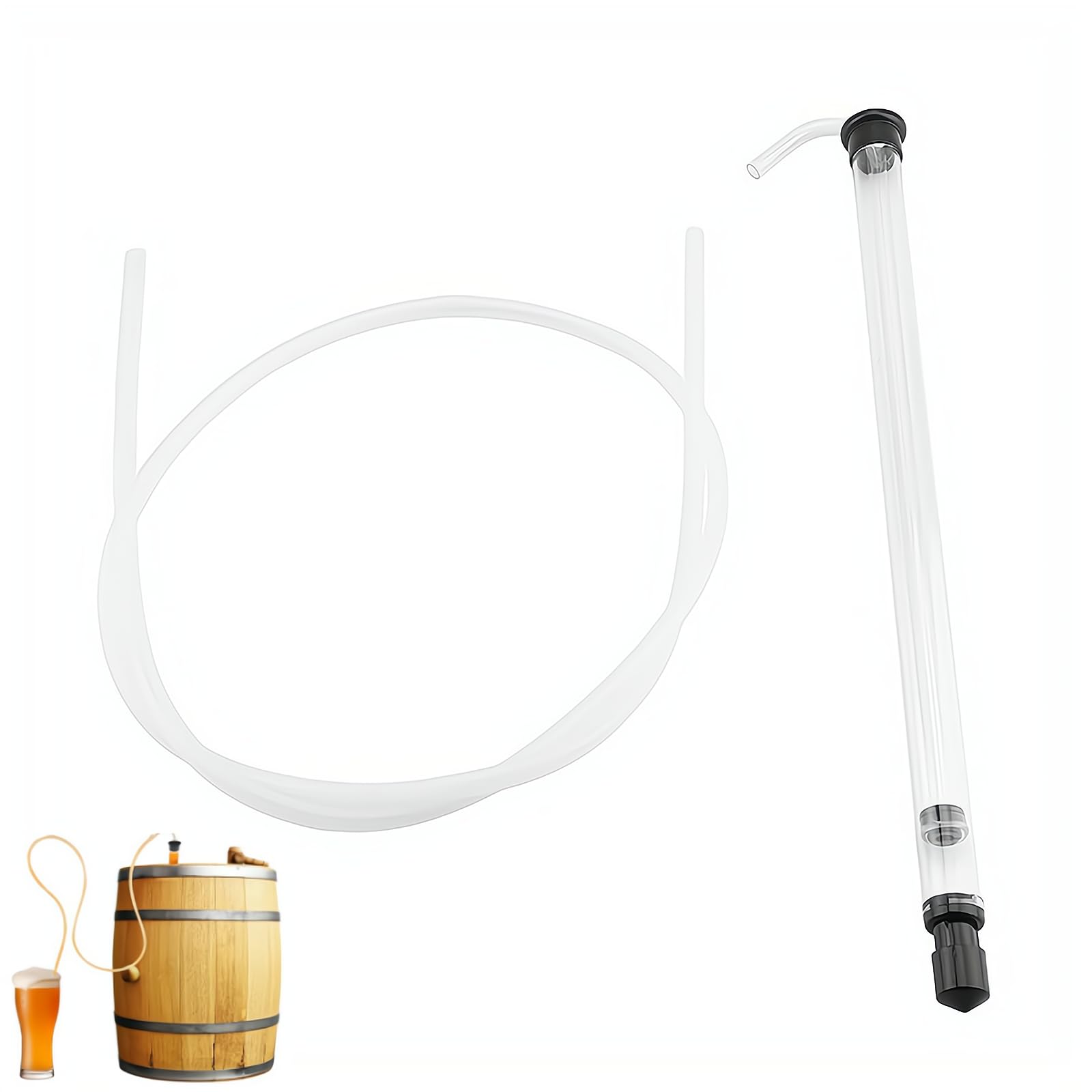 SOONHUA Brew Syphon Tube, Auto Siphon Racking Cane for Beer Wine Bucket Carboy Bottle with Tubing Plastic Hose Wine Beer Brewing Making Equipment Reused