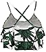 Gabrielle-Aug Women's Retro Falbala Soild Floral Flounce Bikini Top Chic Swimsuit(FBA) (10, Big Leaf)