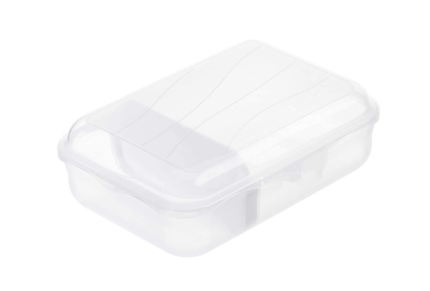 Rotho, Fun, Lunch box with removable partition, Plastic (PP) BPA-free, transparent, S/0,9l (17,7 x 12,9 x 6,0 cm) — image 1