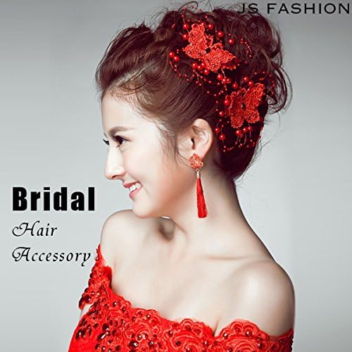 Amazon Jsファッション Js Fashion レッドビジュー飾り蝶々ヘアピン レッド Freeサイズ 1点のみ 並行輸入品 ピン コーム 通販