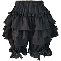Nite closet Ruffled Bloomer Black Lolita Shorts for Women Cute 