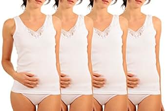 Yenita Women's Cotton Camisole Undershirt with Lace (Pack of 4) Size 36/38 at Amazon Womenâs 