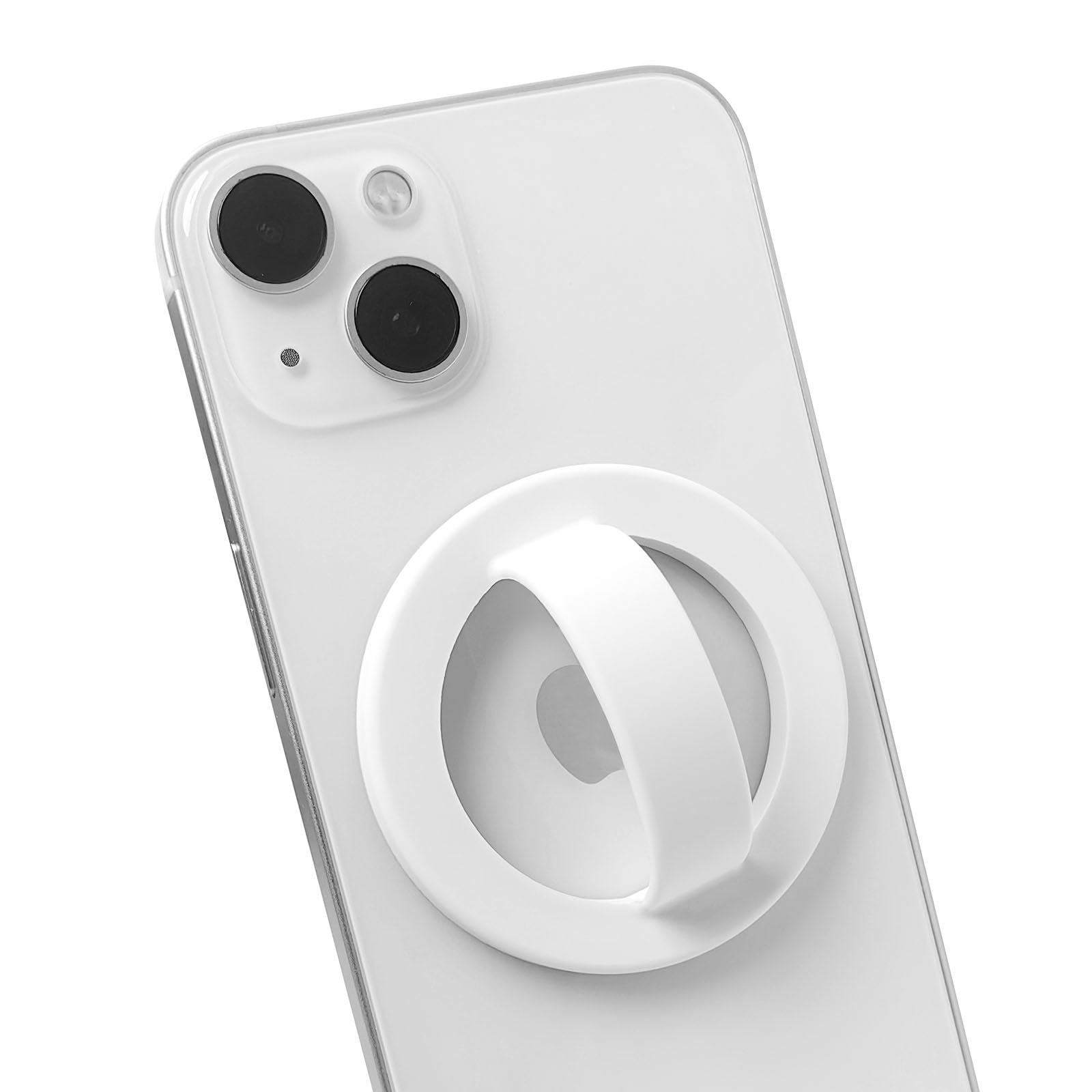 Magnetic Silicone Phone Grip | Super Strong Magnetic Design, 360° Rotation, Comfortable Grip, Compatible with iPhone 16/15/14/13/12 Series, Perfect for Selfies and Watching Videos（White）