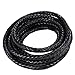 Boruo Brand 6mm Round Folded Bolo PU Braided Leather Cord For Necklace Bracelet Jewelry Making (2m Black Color)