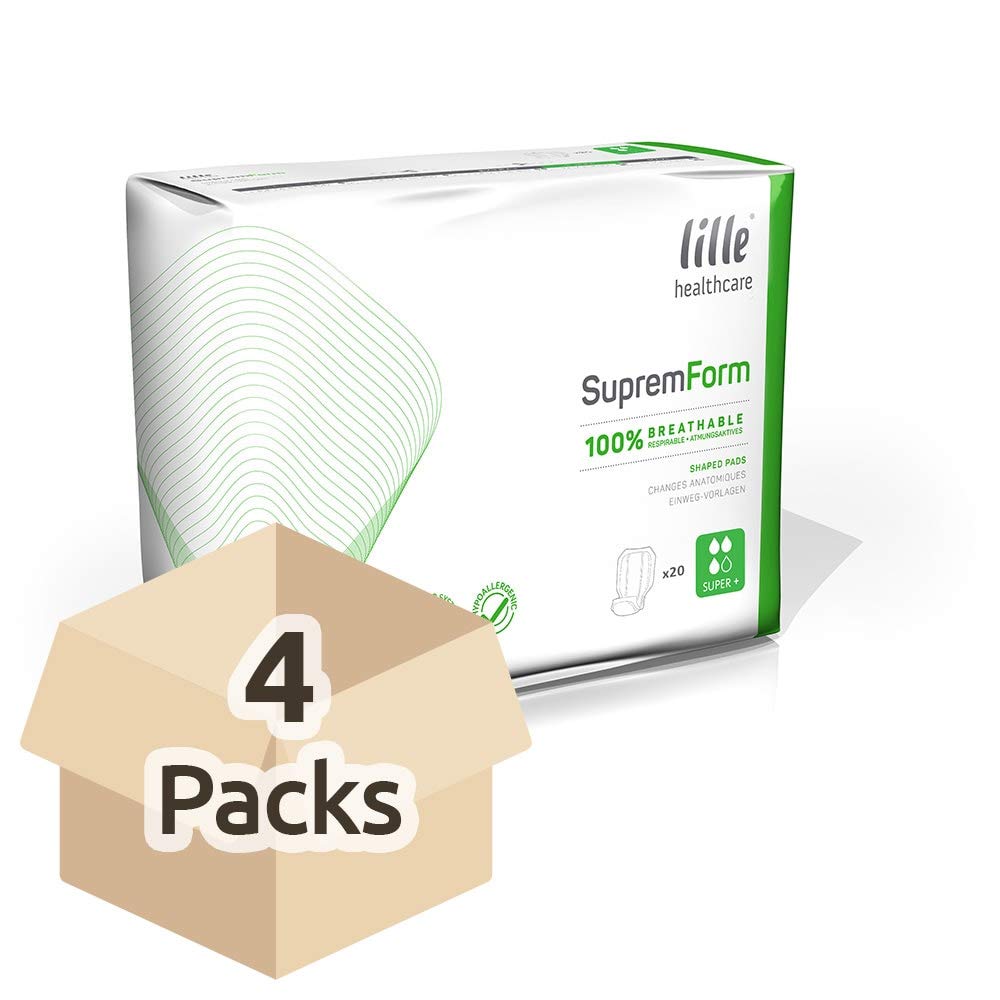 Lille Healthcare Suprem Form Large Shaped Incontinence Pads - Super Plus (4 Packs of 20)