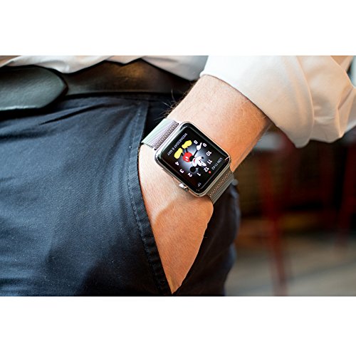 AdMaster Apple Watch Band 42mm Stainless Steel Metal Replacement Wristband Milanese Sport Strap and Apple Watch Screen Protector for Apple Watch Series 3 2 1, Black - Thumbnail 5