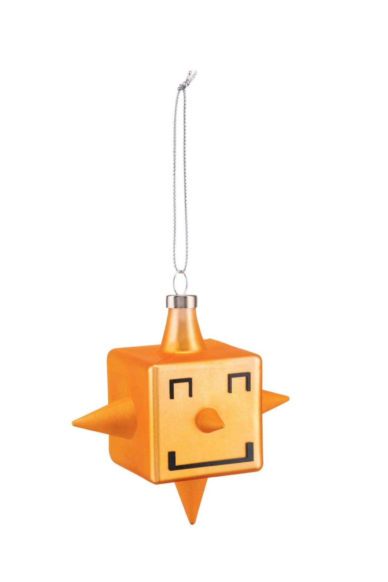 Alessi Cubik Star GJ02 2 - Vintage Design Christmas Decoration, Five-pointed Star Representation, in Blown Glass Hand-decorated, Deep Yellow