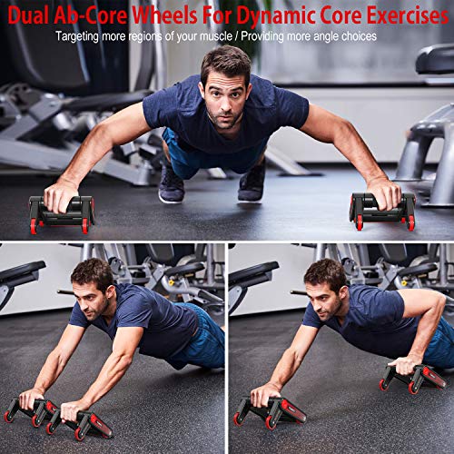 TOMSHOO-Bauchroller-Bauchtrainer-Liegestuetzgriffe-3-IN-1-Multifunktions-Fitnessgeraete-AB-Roller-Automatischer-Rueckprall-Push-Up-Bar-Faltbar-mit-Resistance-bands-und-Kniematte-fuer-Home-Workout-ein-