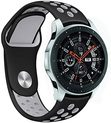SupersparcleUS Compatible with Samsung Galaxy Watch 46mm Bands,Gear S4 Bands,Gear S3 Frontier/Classic Bands, 22mm Silicone Breathable Replacement Strap for Galaxy Watch 46mm Men Women (Black-Grey)