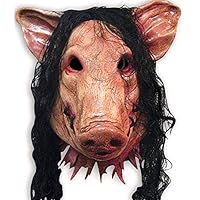 1PC Saw Pig Head Scary Masks Novelty Halloween Mask with Hair Halloween Mask Caveira Cosplay Costume Latex Festival Supplies