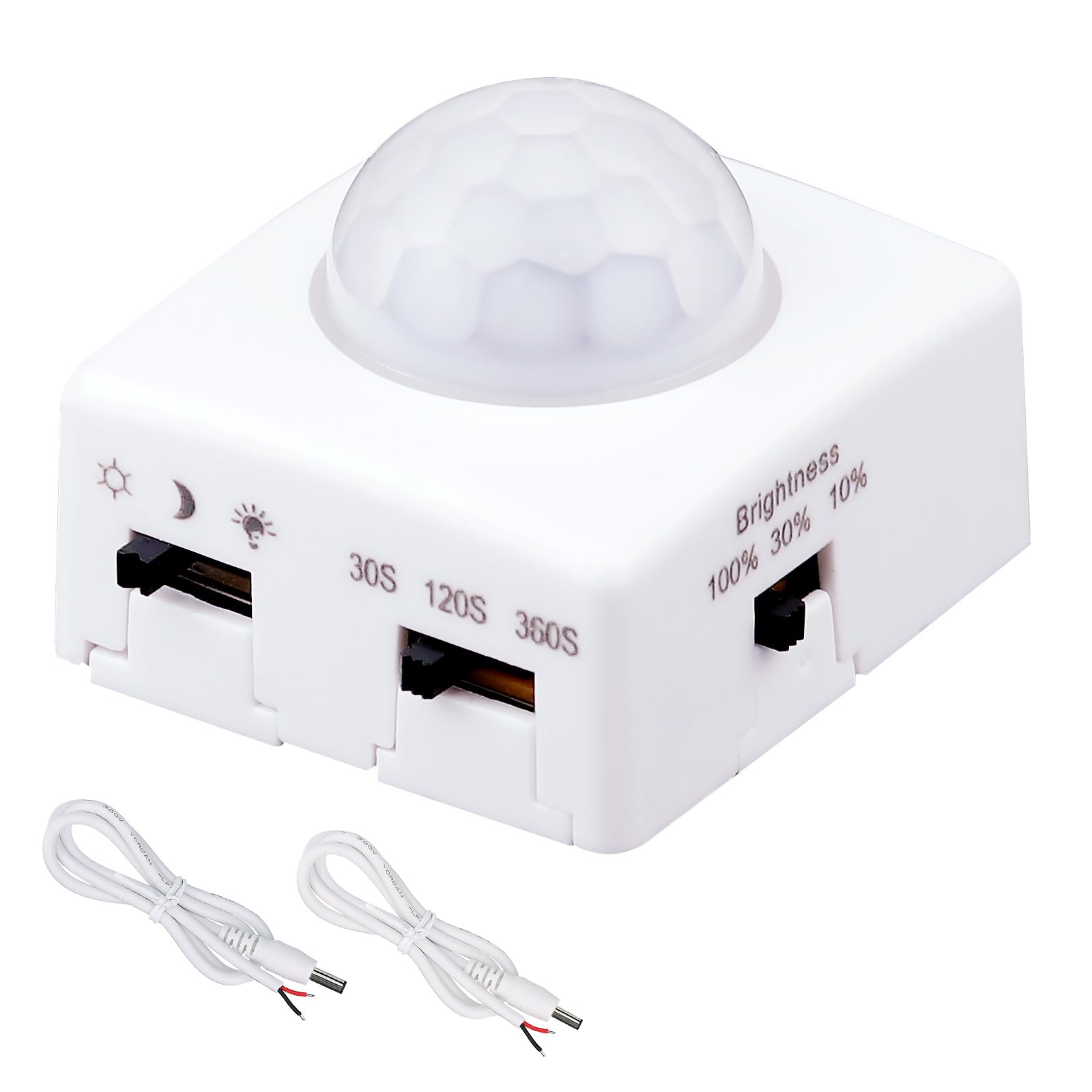 GOMING DC 5V 12V 24V Dimmable PIR Human Motion Activated Sensor Switch 3 Lighting Modes 3 Timing Off Modes 3 Brightness Modes for DIY LED Lighting(Max Load 72W)