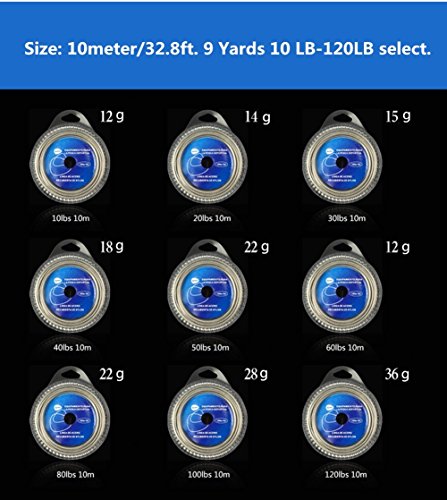 Mimilure 4,5 kg - 90,7 kg Angelschnur-Vorfachdraht, vinylbeschichtet, Edelstahl, 10 Meter, mit 12 Crimphülsen – Bild 8