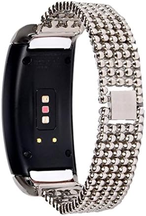 Samsung Gear Fit 2 Pro Fitness Straps, Adjustable Stainless Steel Watch Band Accessory Replacement Strap (Silver)