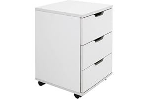 Farini 3-Drawer Vertical Filing Cabinet Rolling Wood Mobile File Cabinets Under Desk for Home Office with Casters (White, Non-Assembled)