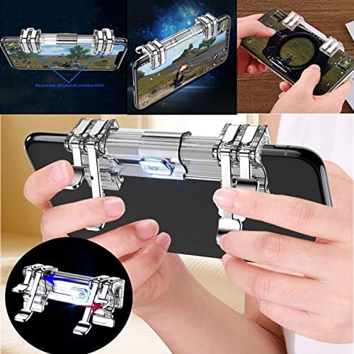 UPONE Mobile Game Controller- PUBG/Fortnite / Knives Out Mobile Controller, Hill & Wood Sensitive Shoot and Aim Triggers for L1R1 Mobile Game Trigger Joystick for Android & iPhone (6 Fingers)