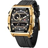 TEARTRACE Mens Analog Digital Watch Waterproof, Watches for Men Chronograph with Alarm, Stopwatch Luminous Display, Silicone Strap for Dress Sport