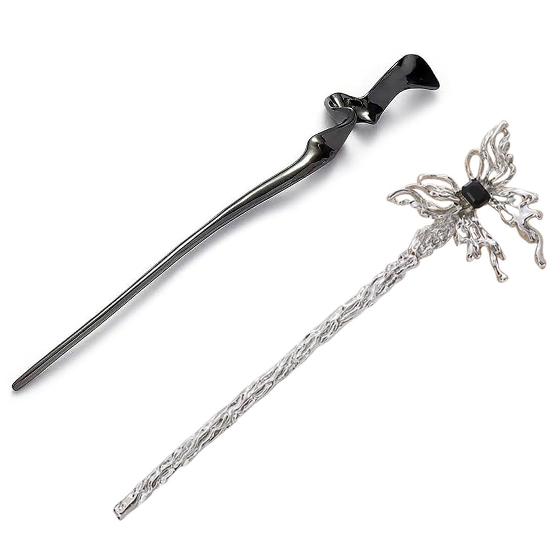 Tadipri Pack of 2 Women's Hair Sticks, Chinese Hair Sticks, Retro Style, Simple, Vintage Style, Long Chinese Hair Pins for Women and Girls