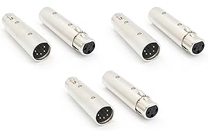 OUNS MOON XLR DMX Connector, 5-Pin Male to 3-Pin Female Adapter, DMX512 Stage Light Cable Converter, 3-Pin Female to 5-Pin Male Gender Changer Connector, 6 piece