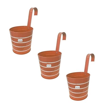 Kraftsplanet Metal Set of Three Ribbed Design Metal planters for Indoor Garden or Balcony Decor planters