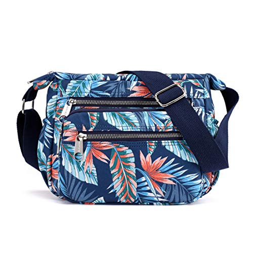 Womens Nylon Floral Shoulder Bag Crossbody Bag Messenger Bags Travel Handbags With Adjustable Strap Waterproof (C banana leaves) - Thumbnail 7