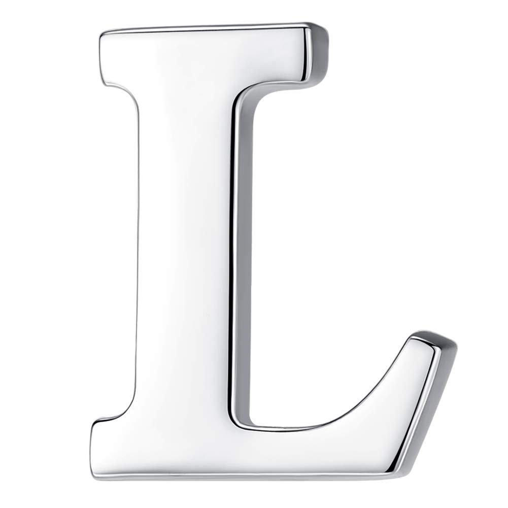 HONEY BEAR 1pc Alphabet Letters A to Z Collar Brooch Label Pins Badge for Mens' Suit/Women's Shirt for Business Gift,Silver L 0.94in