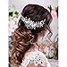 Catery Flower Bridal Hair Vine Silver Crystal Pearl Bride Wedding Headpieces Leaf Hair Accessories for Women and Girls