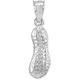 Claddagh Gold Solid .925 Sterling Silver Peanut Charm Pendant