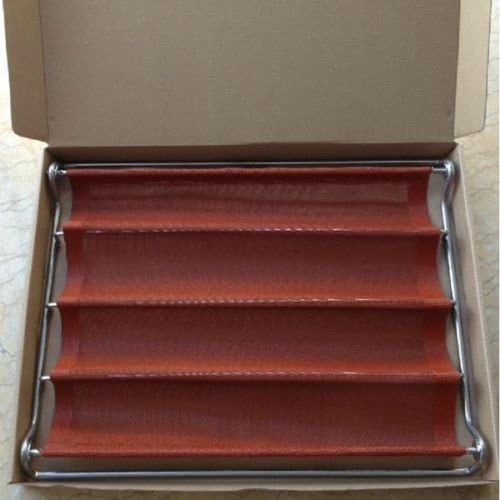 Loaf Pans Rectangle for Baking Bread 4 Loaf Non-stick Fiberglass Baguette French Bread Pan Bakery Stainelss Frame Baking Pan 30cm x 40cm 1 Pcs