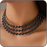 ONBRIG Silver Rhinestone Necklace for Women Sparkly Tennis Choker Necklaces for Woman Layered Wedding Necklaces for Brides Rhinestone Jewelry