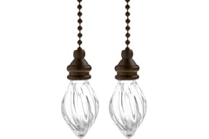 Mairuker 2 PCS Cute Ceiling Fan Pull Chain Extender, Fan Light Pulls Set Accesory with 12 Inch Length Bronze Chains and Crystal Glass Pendant Decor
