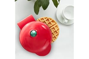 LIBOYIXI Mini Maker for Individual Waffles, Hash Browns, Keto Chaffles with Easy to Clean, Non-Stick Surfaces, 4 Inch, Waffles in Minutes (Red)