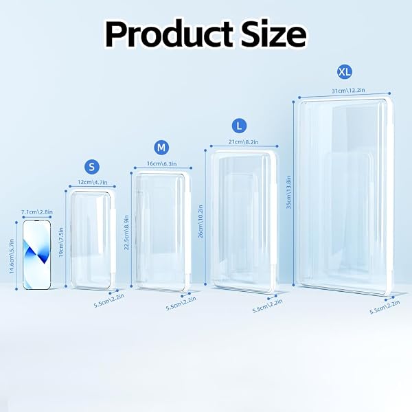 4 PACK CLEAR HARD SHELL ZIPPER CASE (S,M,L,XL), 1.2MM CRUSH-PROOF TRANSPARENT STORAGE POUCHES, HARD PLASTIC PACKING CUBES & ORGANIZER BAGS FOR TRAVEL, PENCIL, COSMETICS, TOILETRY, TOYS STORAGE
