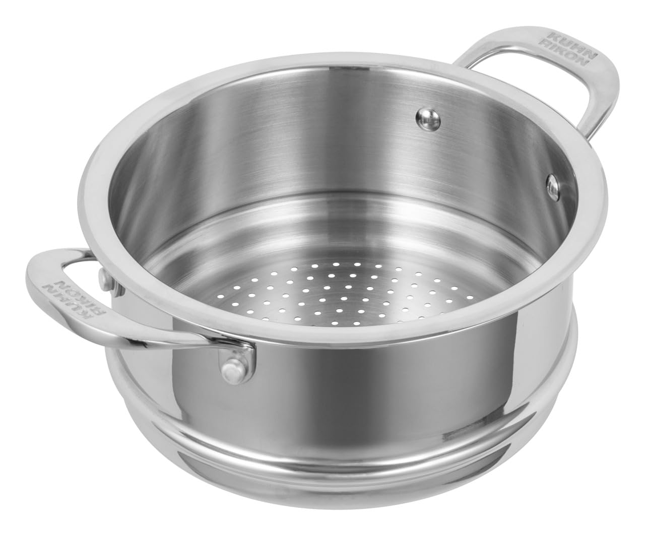 Kuhn Rikon Steamer Insert 20cm, Stainless Steel Cooking Insert Colander for All 20cm Pots & Pans. Stay-Cool Handles & Mirror Finish. Dishwasher Safe, Stackable & Versatile Steamer Basket - Allround