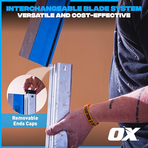 OX Speedskim Plaster Skimming Finishing Rule - SF 600mm I Stainless Steel Flex Blade & Extruded Aluminium Handle