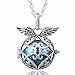 Eudora Harmony Bola Angel Wing Locket Pandent Necklace 18mm Musical Chime Ball & 30'' Chain cornflower blue