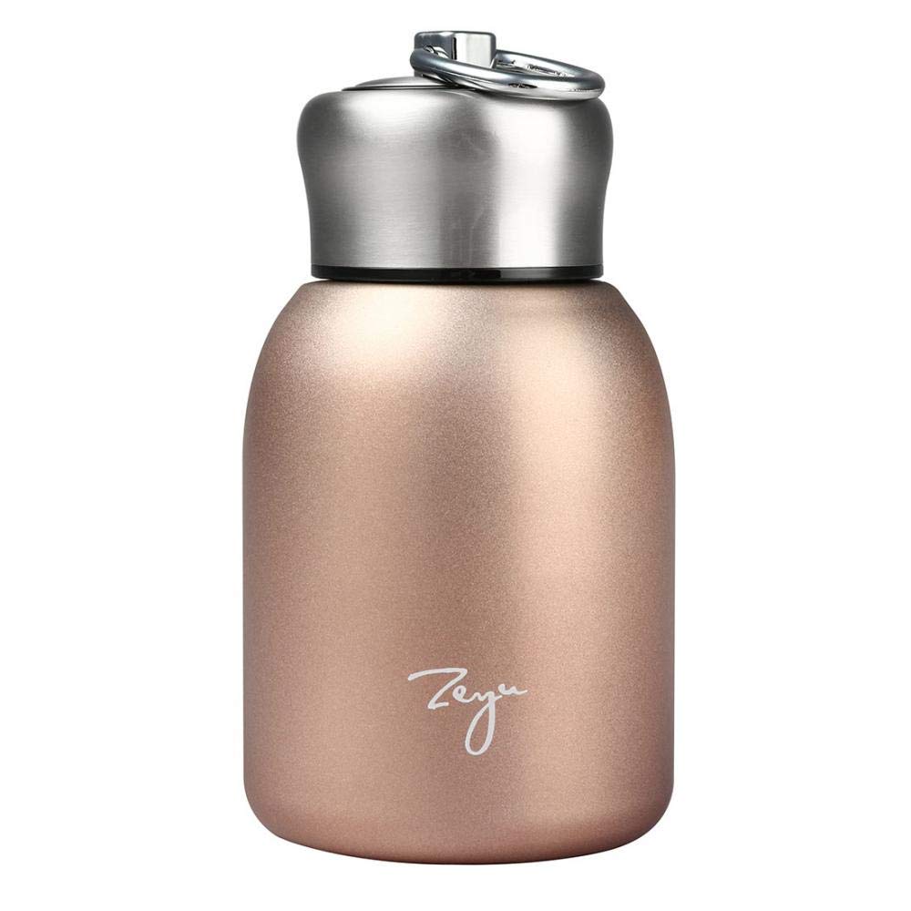 Gelory Portable Small Vacuum Cup, Mini Stainless Steel Matte Insulated Water Bottle for Hot and Cold Drinks Cup Travel, Sports Water Bottle 280ML (Rose Gold)