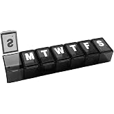 Amazon Basic Care Weekly (7-Day) Pill Organizer, Vitamin Planner, And Medicine Box, Medium Compartments, Black
