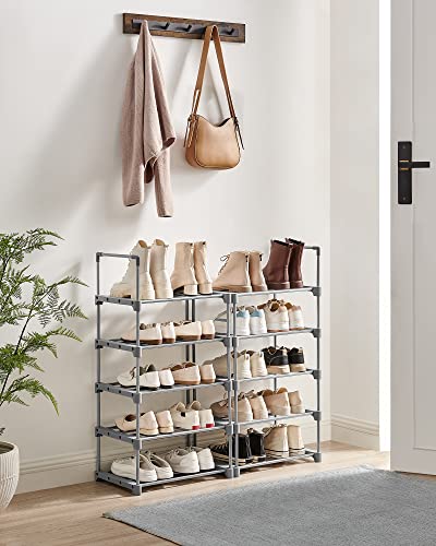 SONGMICS Zapatero de Metal de 10 Niveles, diseño Personalizable, Ahorro de Espacio y Estante versátil, para Sala de Estar, Dormitorio, 17.7 x 11.8 x 68.5 Pulgadas, Gris MLSA025G02