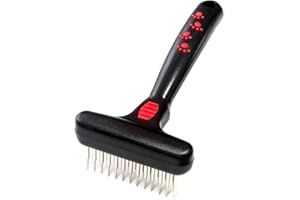 RYAN'S PET SUPPLIES Paw Brothers Magic Spring Undercoat Rake for Dogs, Professional Grade, Spriing Loaded Pins, Comfort Grip, 6.8 in