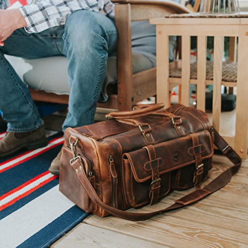 HUNT COUNTRY Leather Duffle Bag Leather Weekender Bag for Men and