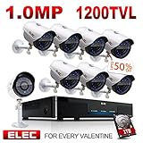 ELEC 8CH 960H DVR 8-Channel 1200TVL Home CCTV Surveillance Security Camera System with 1TB HDD, Free App Remote Viewing, Remote Access on Mobile, Night Vision (8 Cameras)