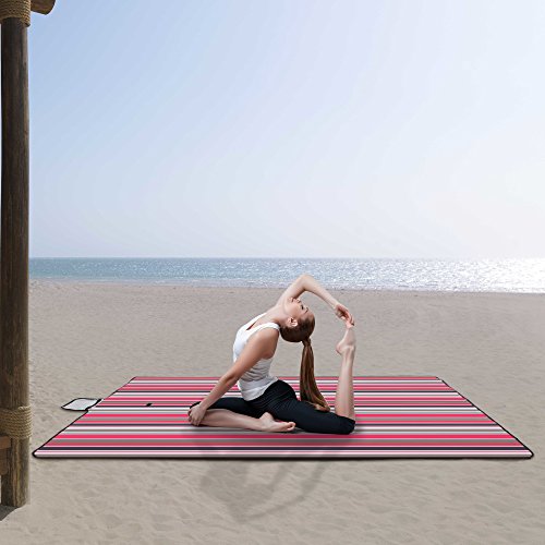 chuanyuekeji Outdoor & Picnic Blanket Extra Large but Portable Sand Proof and Waterproof Foldable Beach Mat for Camping Hiking Festivals 80" 60â€œ Red
