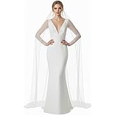 GAODESI Wedding Veil Pearls and Crystals Beaded Edge 1 Tier Fingertip Length Bridal Veil