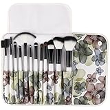 Unimeix Professional 12 Pcs Makeup Cosmetics Brushes Set Kits with Flower (Black Flower) Pattern Case