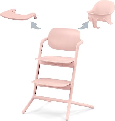Gold LEMO Set Chaise Haute 4en1, évolutive, 0 - 99 ans, Peut être utilisé dès la naissance ; Inclus Nid de transat, Set pour bébé, Plateau de collation, Réducteur nouveau-né, Appui-tête et Set A