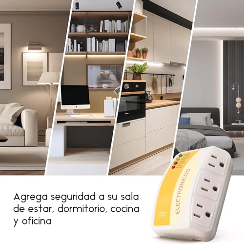 1 pcs Protector de voltaje de 3 tomas,1440W, 120V,12A,Protege contra sobretensiones de alto y bajo voltaje,Supresor de picos para Refrigerador,Congelador, Lavadora,TV,Microondas, Aire acondicionado