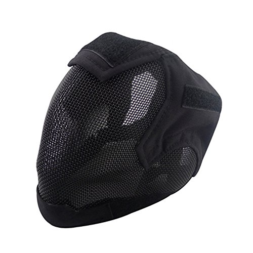 V6 Steel Net Mesh Outdoor Cosplay Fencing Mask Full Cover Face Protective Tactical Military Paintball Mask (Black)