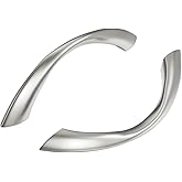 Goldenwarm 10 Pack 3 Inch Brushed Nickel Cabinet Pulls Arch Twisted Silver Drawer Handle, 76mm Hole Center, Zinc Alloy Dresse