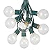 G50 Patio String Lights with 125 Clear Globe Bulbs – Outdoor String Lights – Market Bistro Café Hanging String Lights – Patio Garden Umbrella Globe Lights - Green Wire - 100 Feet